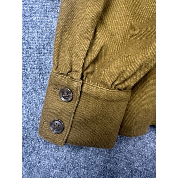 Madewell Flannel Peplum Button Back Top Brown Green Long Sleeve Cotton XL - Picture 8 of 10